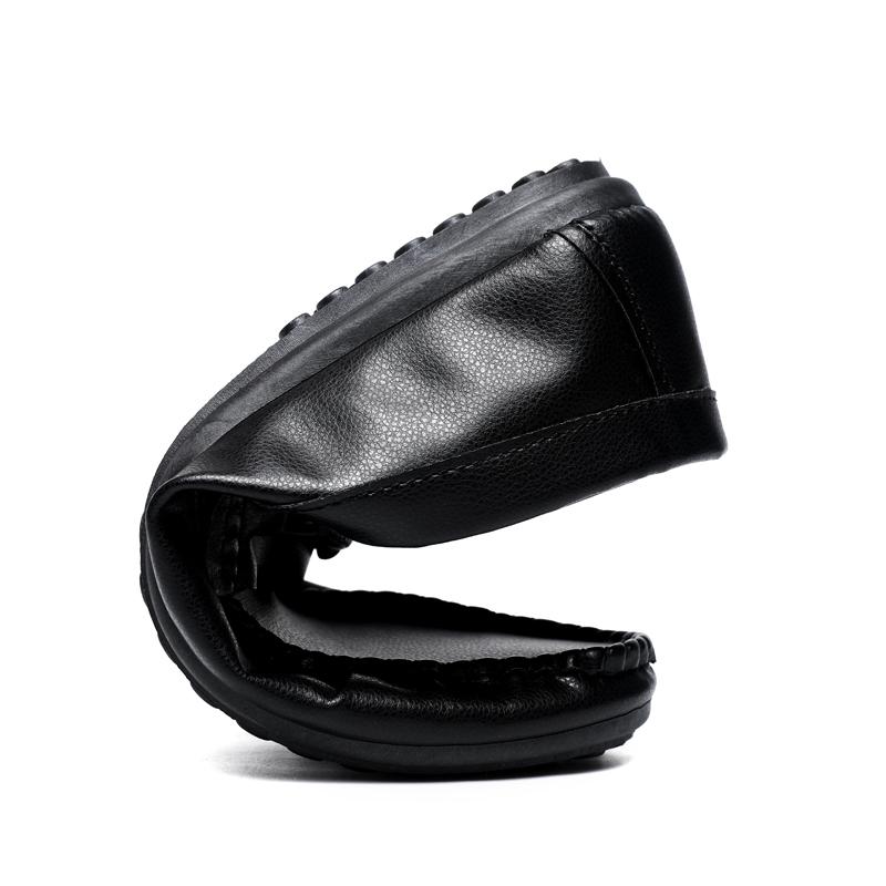 Metal Buckle Black Loafers Leather Mens Slip on Shoes Comfortable Men Casual Shoes Male Driving Footwear Breathable Mens