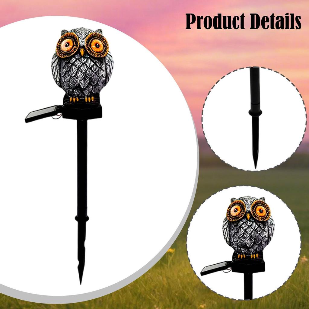 Outdoor Solar Pathway Light Garden Stake Animal Statue Ornament Landscaping Lamp Owl Figurine Warm