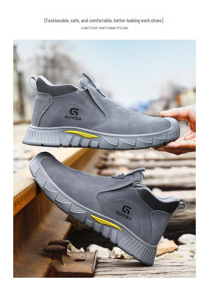 Breathable Men’s Fireproof, Anti-Smash, Anti-Puncture Safety Shoes - Comfortable, Wear-Resistant, Non-Slip Work Shoes for Welders