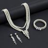 Three-layer pearl bracelet necklace, earrings, multi-layer imitation pearl necklace, dress accessories, women's high-end jewelry set