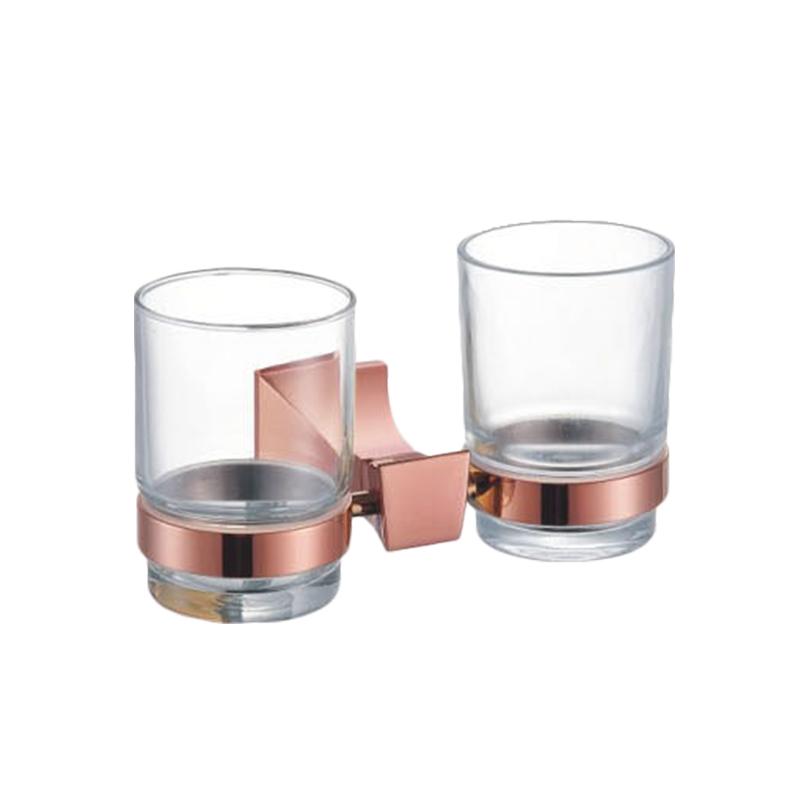 Square Paper Holder Robe Hook Towel Bar Ring Glass Rack Soap Holder Toilet Brush Holder Tumbler Rose Gold Bathroom Accessories