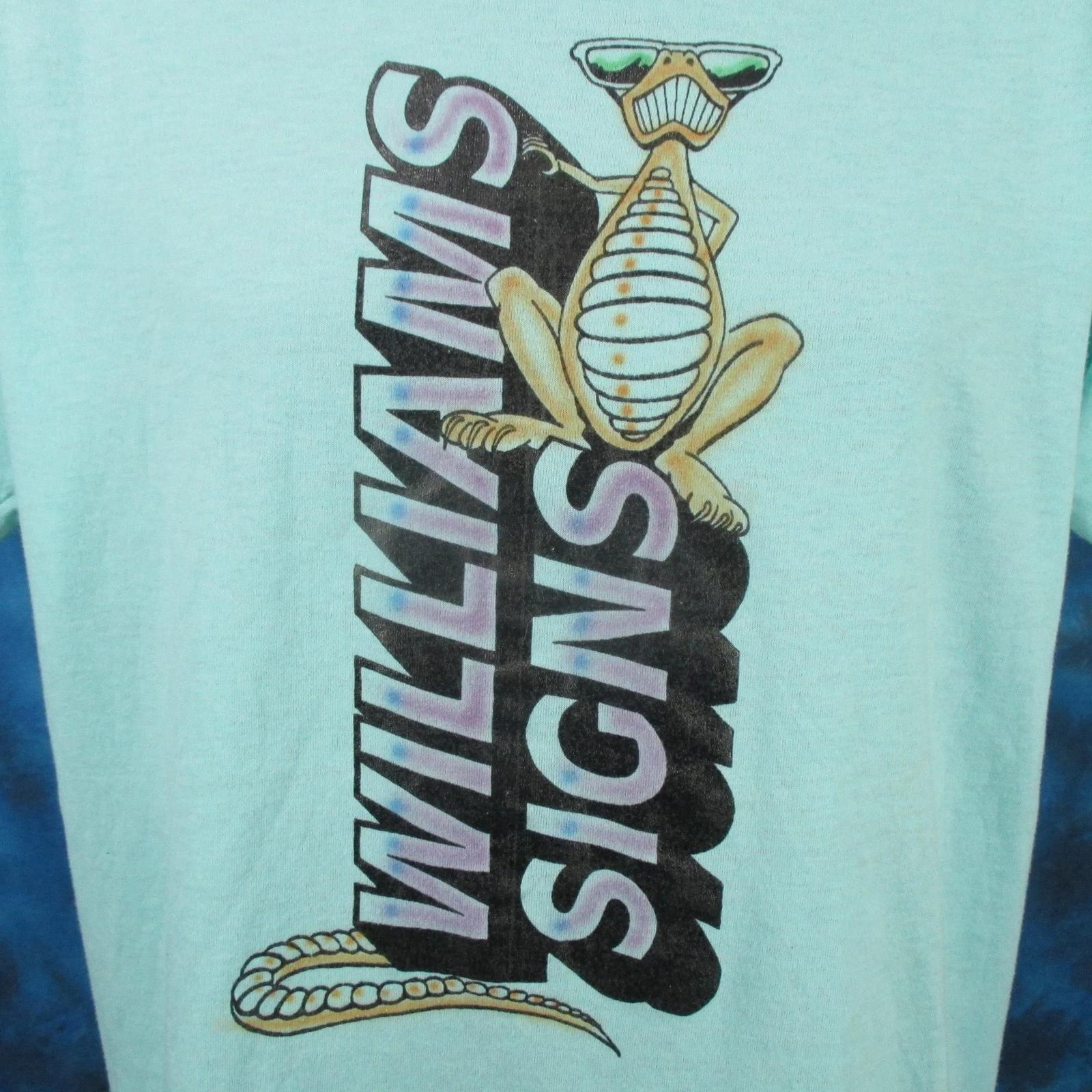 vtg 80s WILLIAMS SIGNS CARTOON 2-SIDED PAPER THIN T-Shirt LARGE single stitch XL
