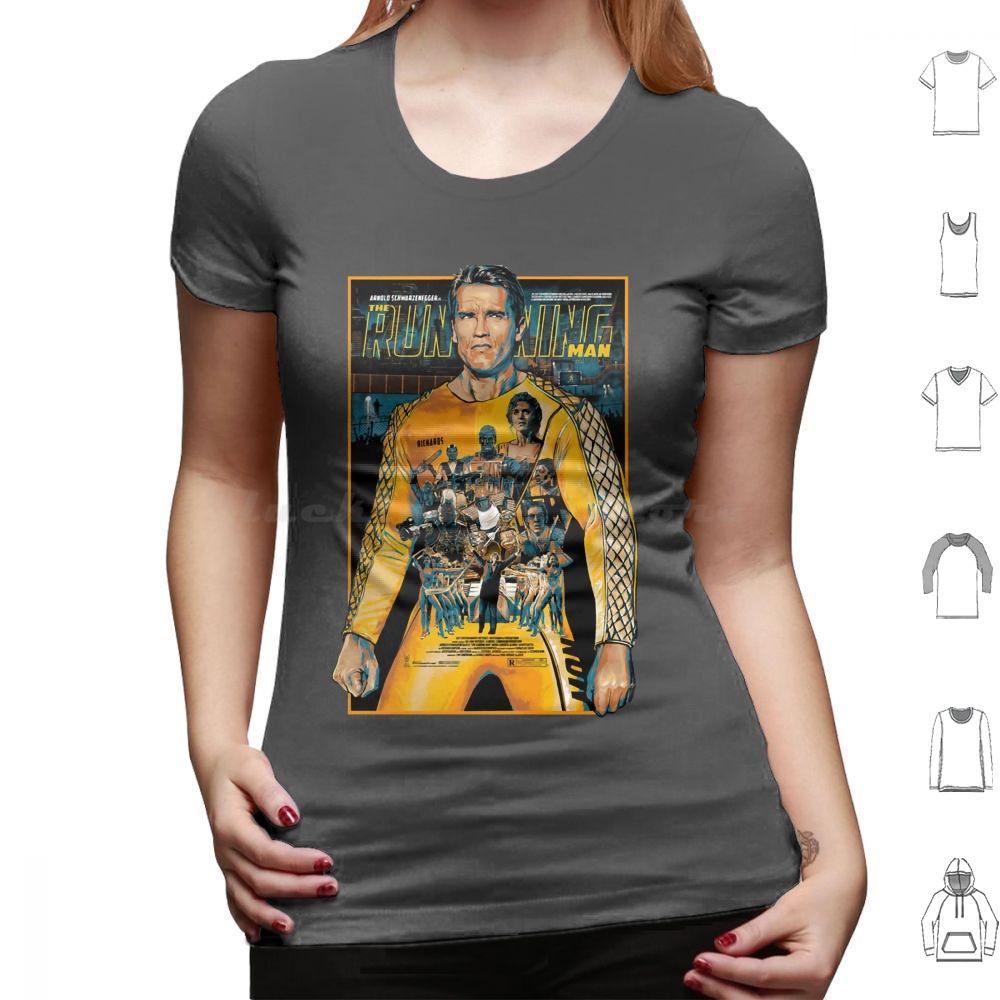 The Running Man Poster T Shirt Big Size 100 Cotton The Running Man Arnie Schwarzenegger Movie Action 80s Retro Geek Arnold