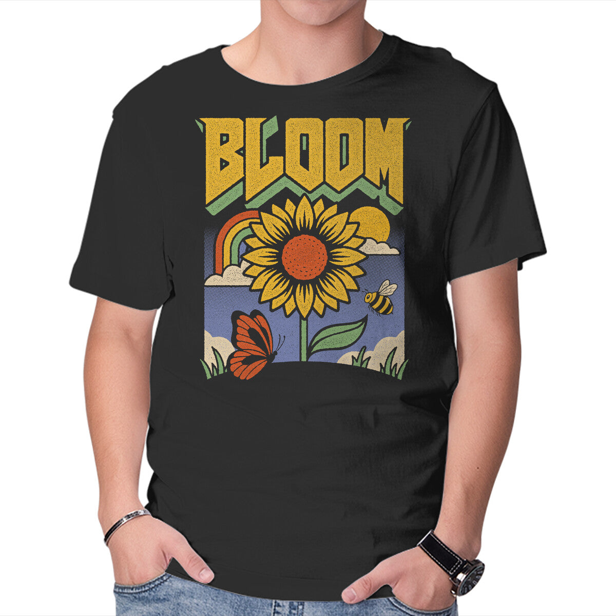 Unisex Crew Neck T-Shirt Bloom Eternal Graphic Short Sleeve Casual Tee S