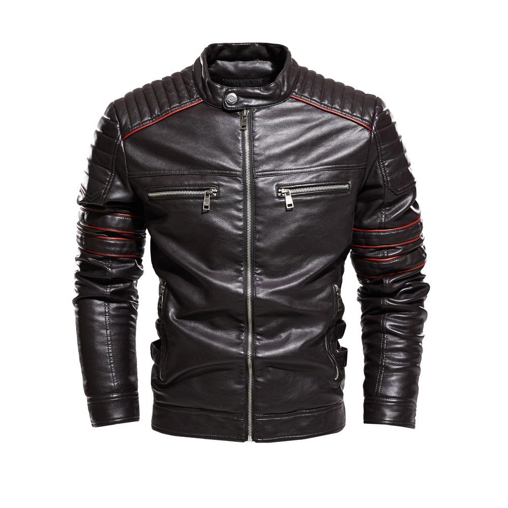 Veste en cuir pour homme, combinaison de moto et veste en cuir velours