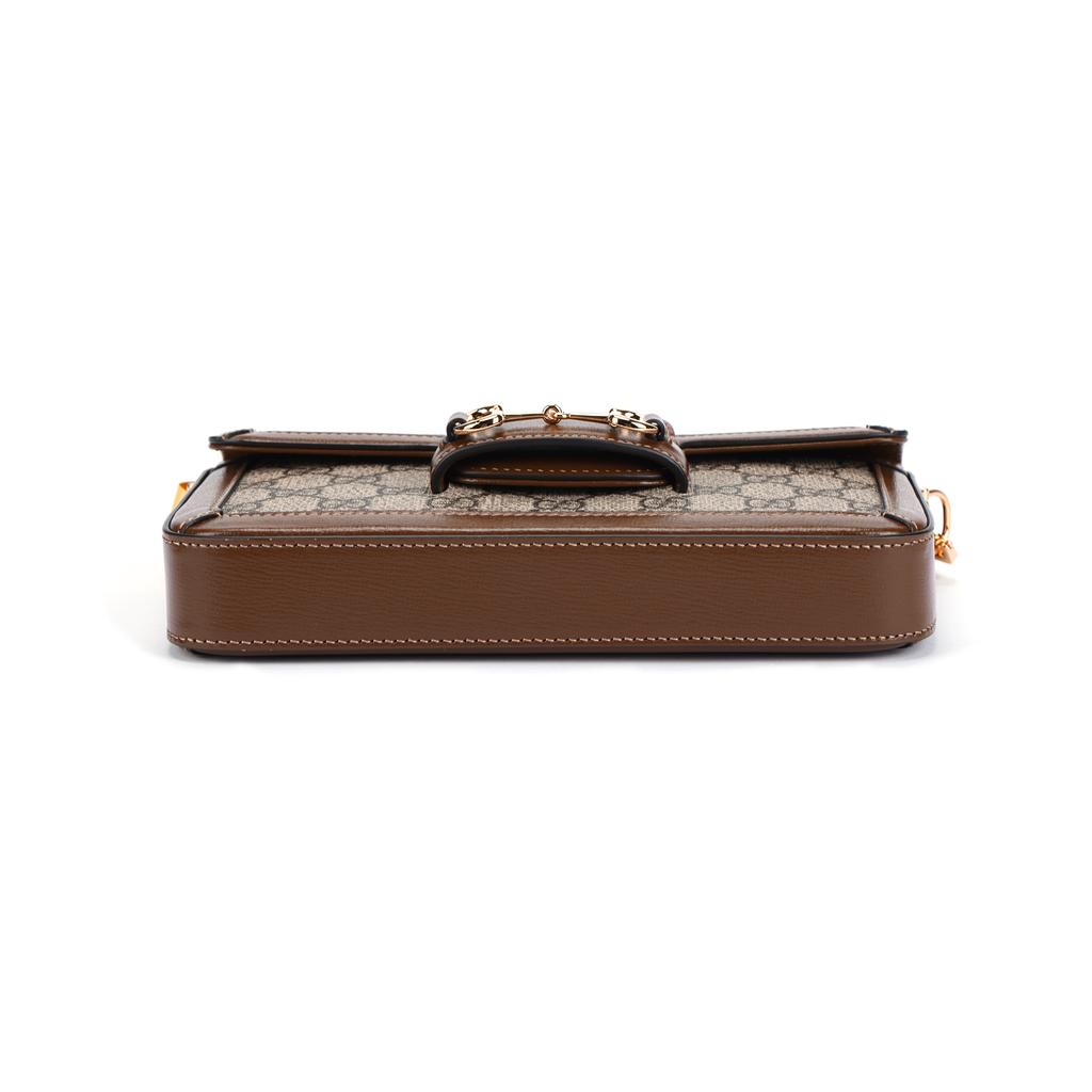 Gucci Borsa a Spalla Mini in Tela e Pelle con Morsetto 1955 e Tracolla Staccabile da Donna Marrone 752002-92TCG-8563