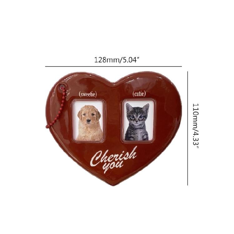 Acrylic Photo Frame Keychain Red Heart Photo Sleeve Backpack Pendant Decoration