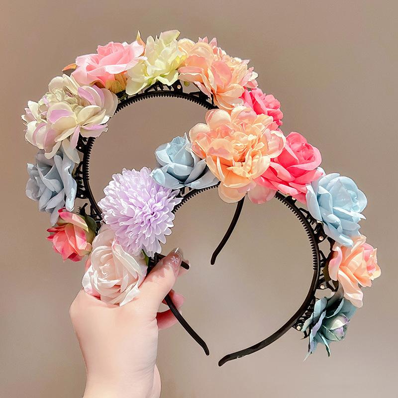 Künstliches Stoffblumen-Haarband für Damen, ethnische Haarbänder, künstliche Krone, Kranz, Party-Kopfschmuck