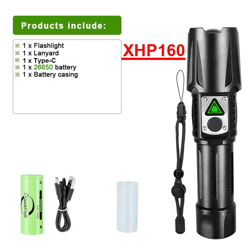 Powerful LED Flashlight Aluminum Alloy Portable Torch USB ReChargeable Outdoor Camping  Flash Light