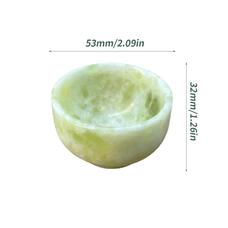 1pc Natural Jade Bowl Jadeite Stone Cup White Marble Small Wine Glass Hibiscus Stone Small Ornaments Home Decoration Gift
