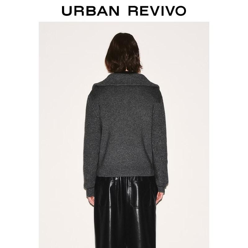 UR2026 Women's Stand-Collar Zipper Knit Cardigan