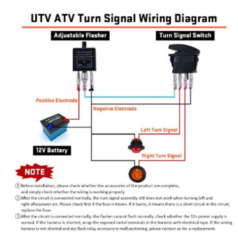 Universal ATV/UTV Turn Signal & Horn Kit with Flasher Relay for Vehicle Modification
