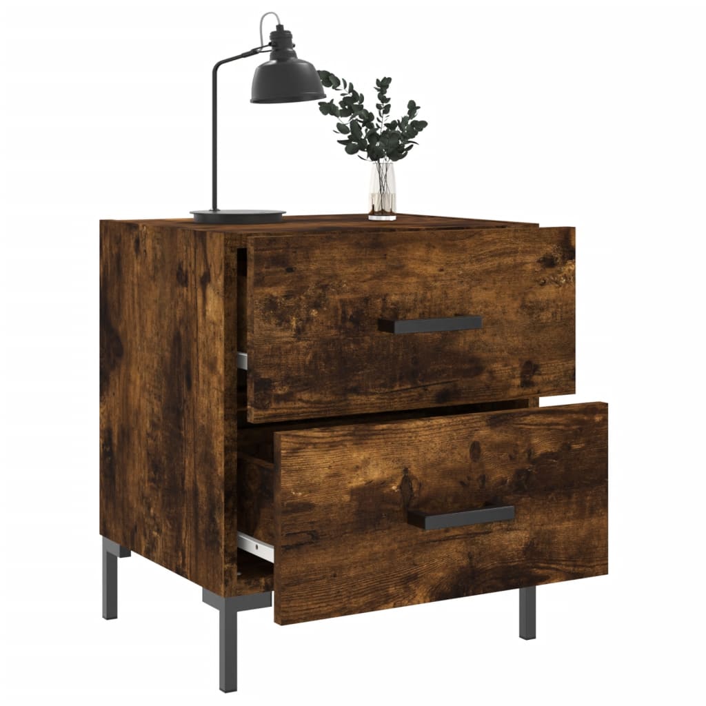Nightstand Smoked Oak 40x35x47.5 cm Engineered Wood