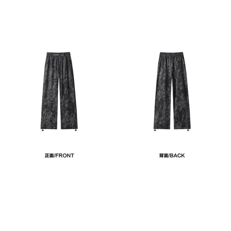 Men American Style Tie Dye Corduroy Casual Loose Straight Long Trousers