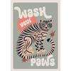 Tiger Wash Your Paws Crocodile Brush Your Teeth Bathroom Poster Fun Toilet Quote Canvas Printing Wall Art Funky Room Home Decor