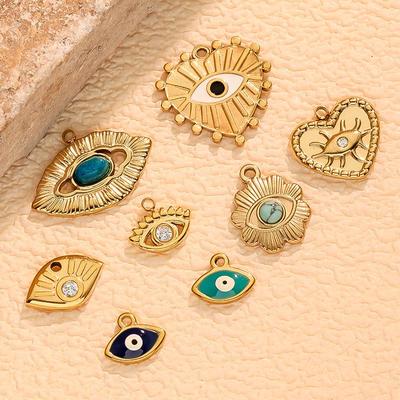 Stainless Steel Geometric Heart Pendant & Mini Eye DIY Jewelry Accessories