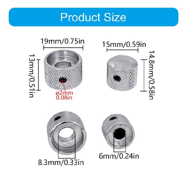 2PCS Metal Guitar Control Knobs Round Knob Set Metal Volumes Knobs for Precise Volumes Tone Tuning On Electric Guitar