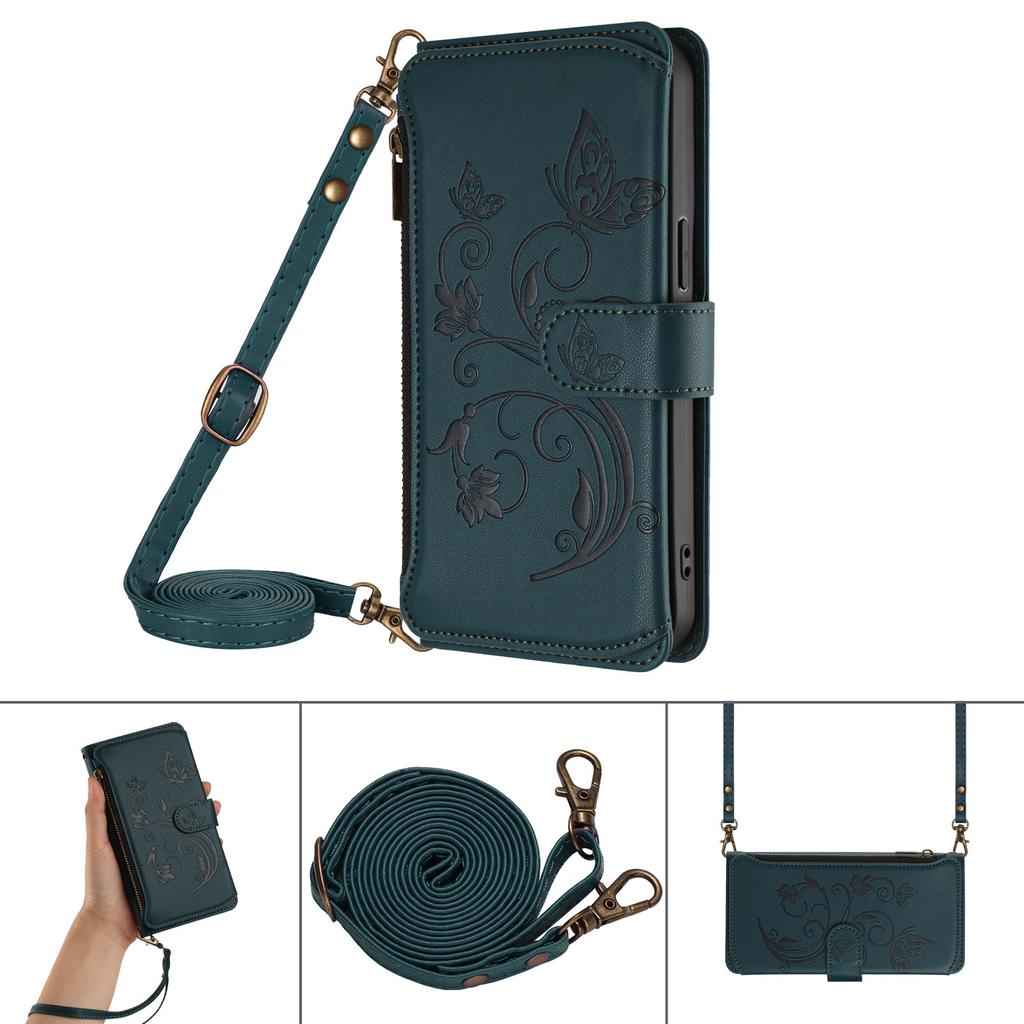 Applicable Google pixel 9A leather case Sony Xperia 1 VII butterfly love flower zipper wallet diagonal span case