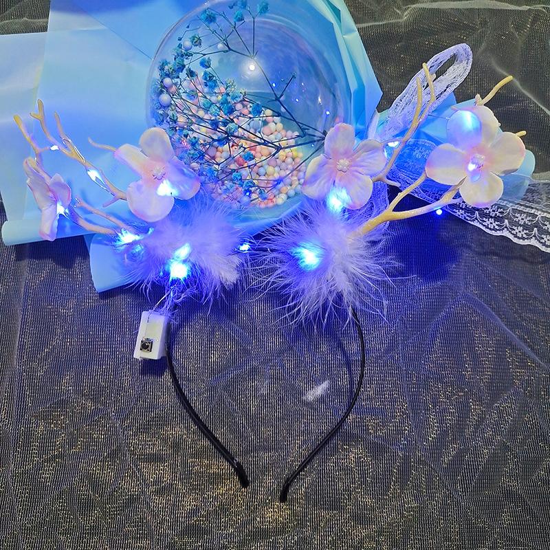 

Новый рождественский светодиодный светильник с рогами, повязка для волос, милая фея, светящаяся заколка в виде лося, заколка для волос, женские рождественские аксессуары для девочек