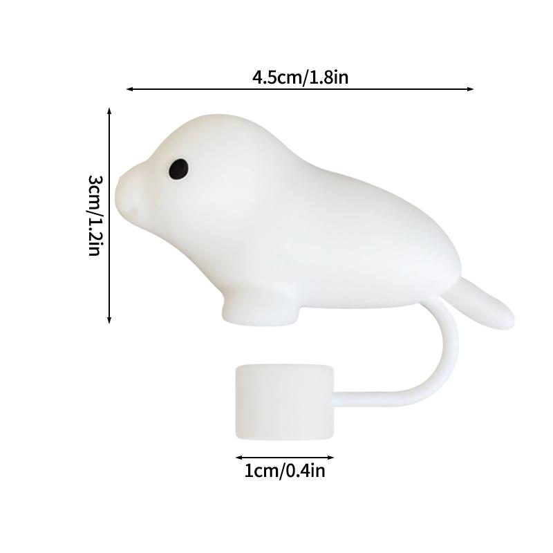 Silicone Rubber Plug Straw Cap Covers Dust-proof Straw Tips For Stanley Cups 3D Cute Animals Straw Cap Toppers Reusable