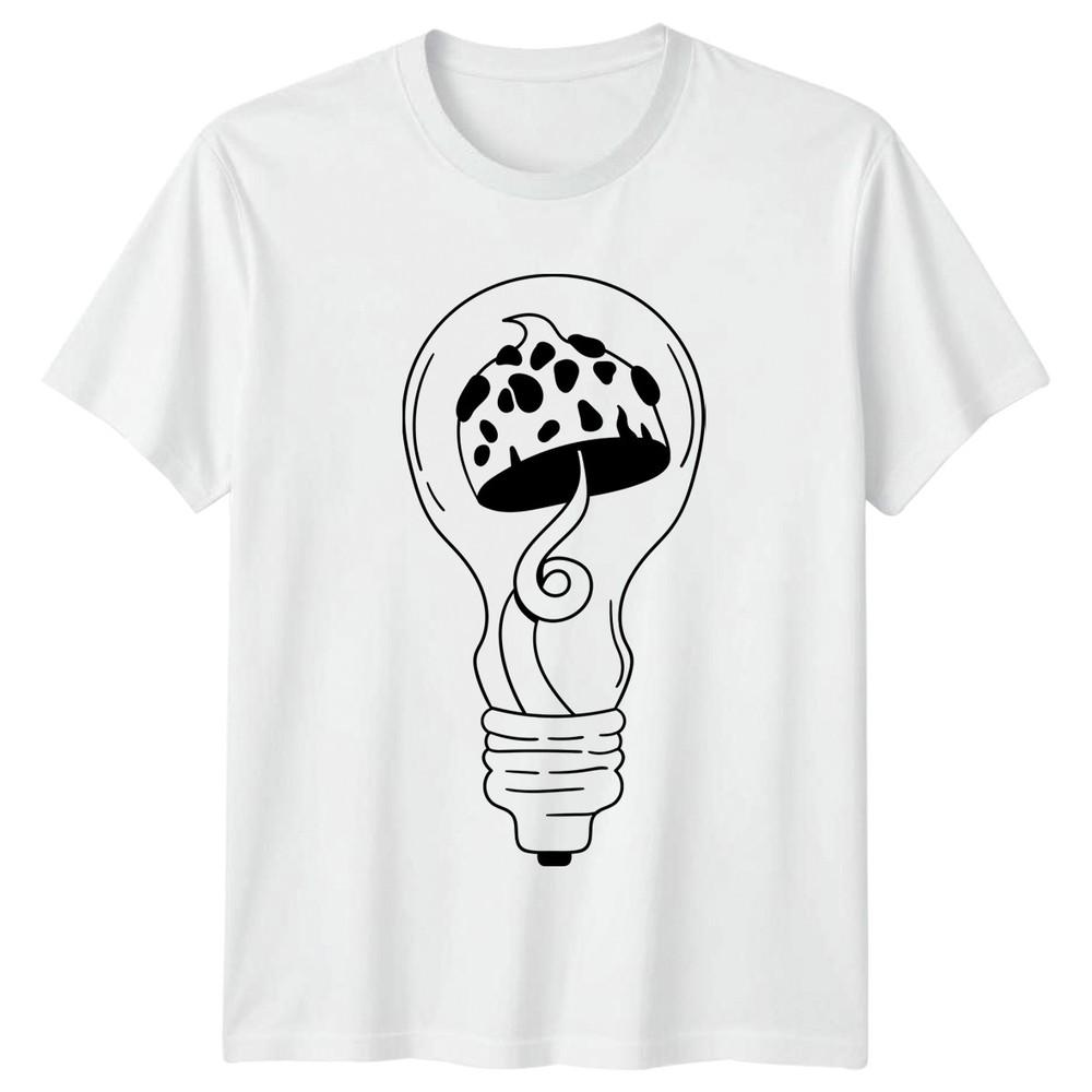 Mushroom Inside Lightbulb Idea TShirt Nature Abstract Birthday S