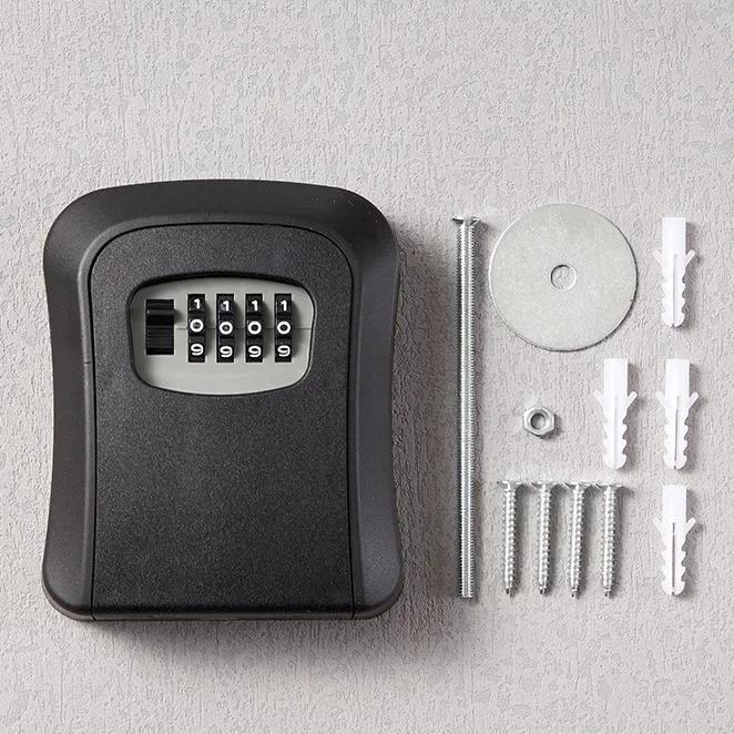 Home Key Lock Box Wall-mounted 4-digit Password Security Lock Key Storage Waterproof Storage Box for Home Office Key Storage