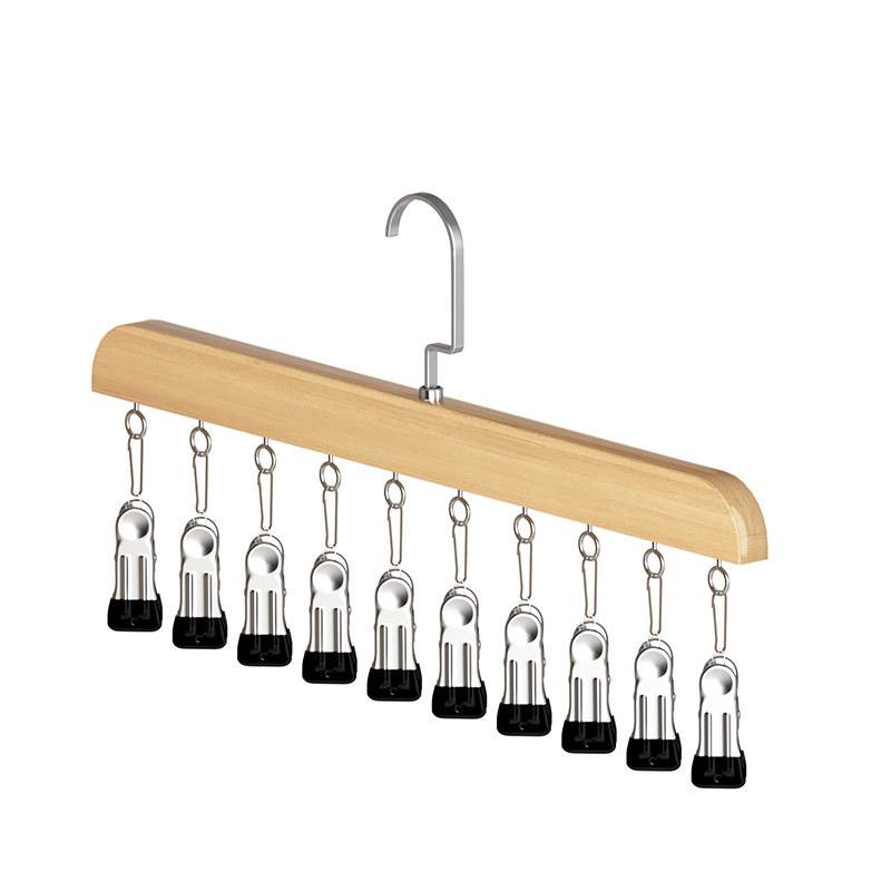 1PCS Rotatable Multi-Clip Student Dormitory Storage Clip Solid Wooden Trouser Clip Home Closet Stainless Hat Skirt Storage 1670₽