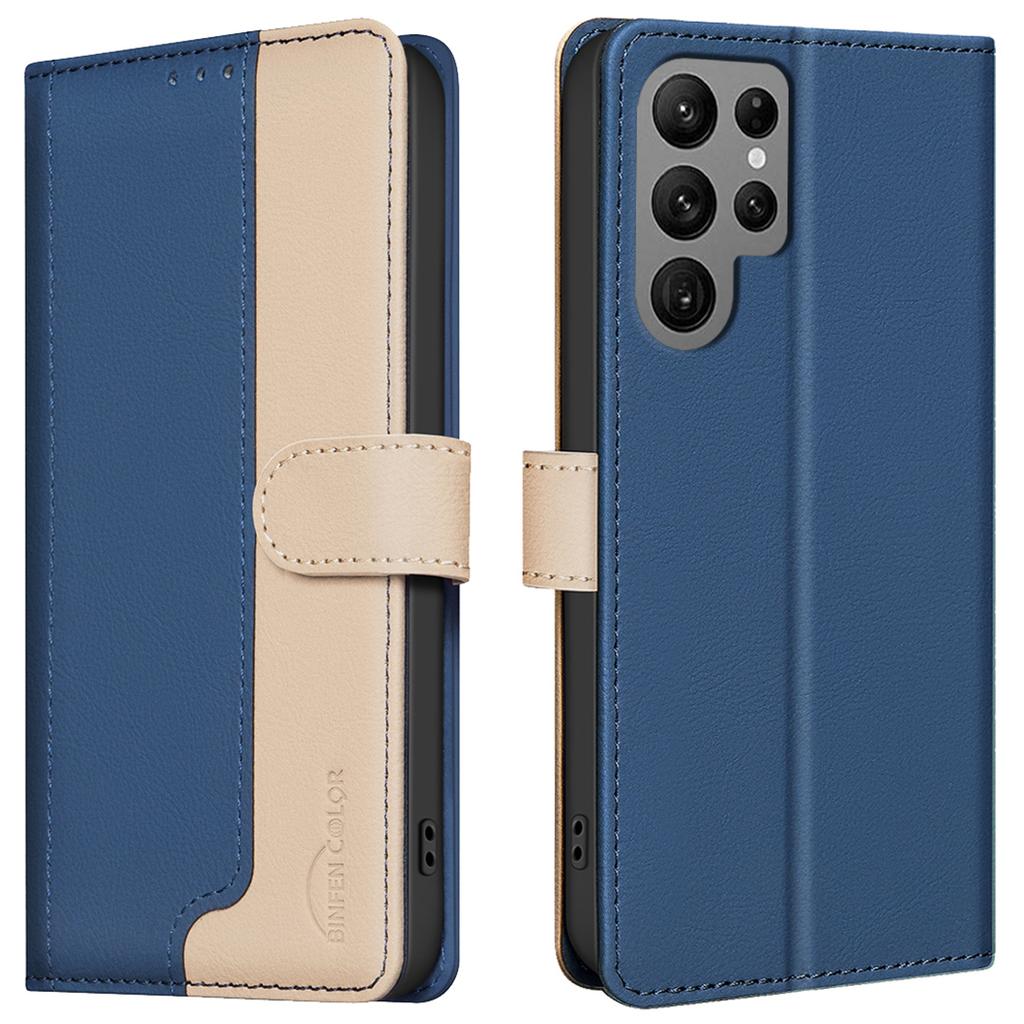 For Samsung Galaxy S23 Ultra Case Dual Color Leather Wallet Phone Cover