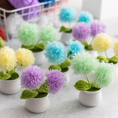 Cute Simulated Flower Potted Plant Crochet Flower Ornament