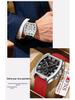 European Retro Men's Waterproof Roman Chronograph Wristwatch, Barrel Shape, with Calendar and Six-Hand Quartz Movement, Model 1644
