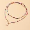 Bohemian Style Multi-Layer Clavicle Chain Necklace with Seed Beads and Shell Pendant for Women
