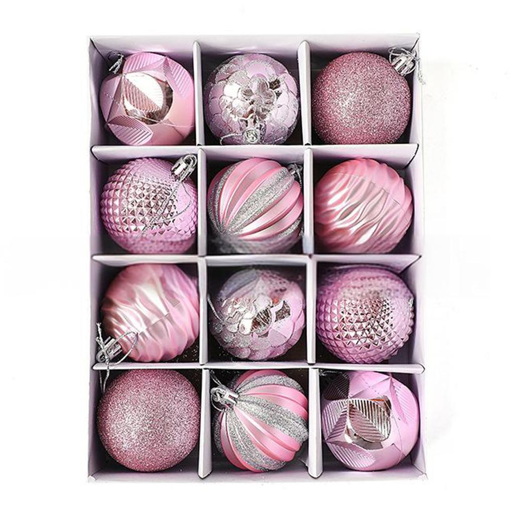 12pcs Christmas Tree Ball Ornaments Farmhouse Xmas Tree Decoration Delicate DIY Craft for Hotel Shopping Mall Cabinet