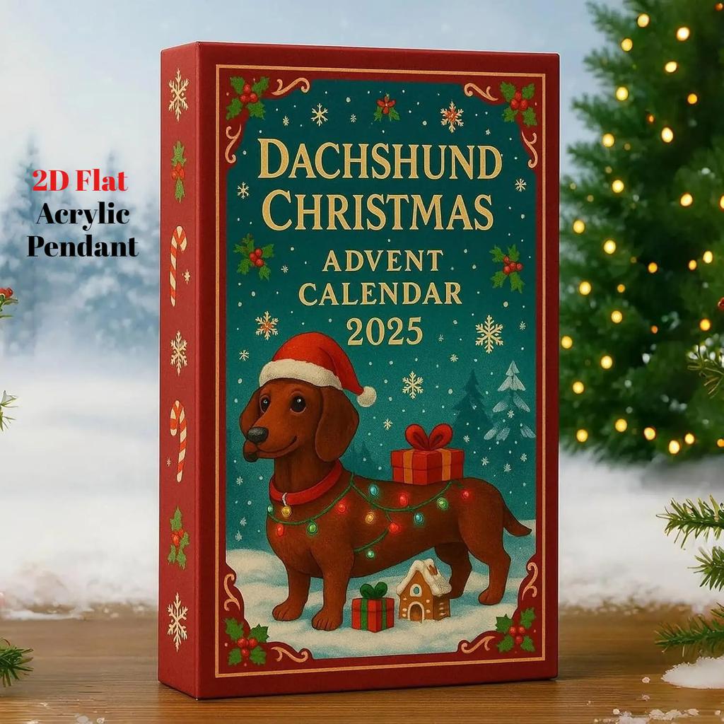 Dachshund Christmas Advent Calendar 2025, 24 Days Christmas Countdown Calendar, 2D Acrylic Cute Dachshund Holiday Tree Décor, for Dog Lovers