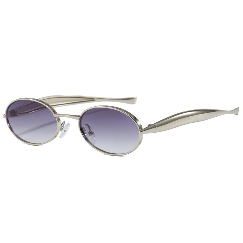 New European and American sardines metal glasses legs sunglasses fashion oval small frame sunglasses trendy sunglasses big name