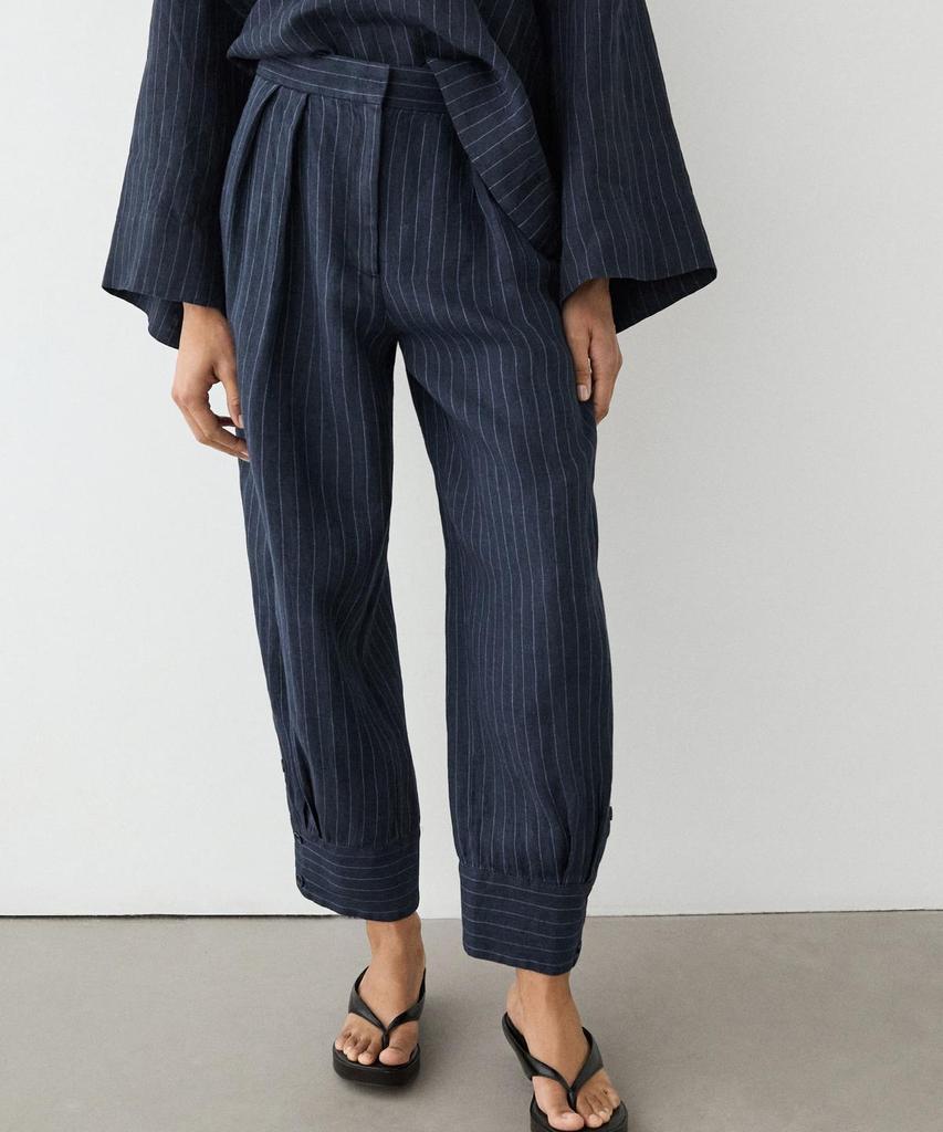 Masimodutti Linen Striped Sarouel Pants