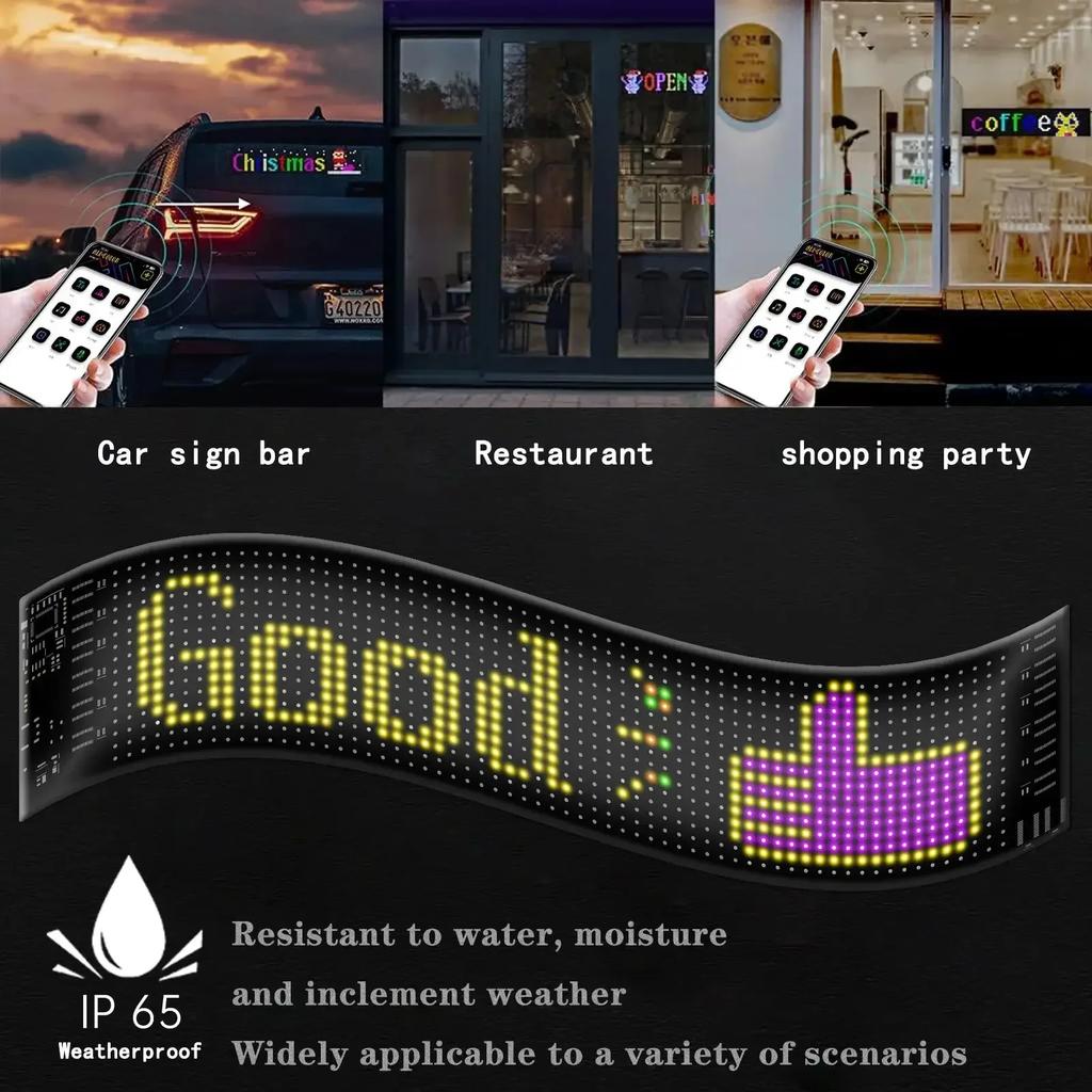 USB Programmable LED Sign 5V Flexible Pixel Matrix Display Panel with APP Remote Control for Scrolling Message DIY Animation Advertising