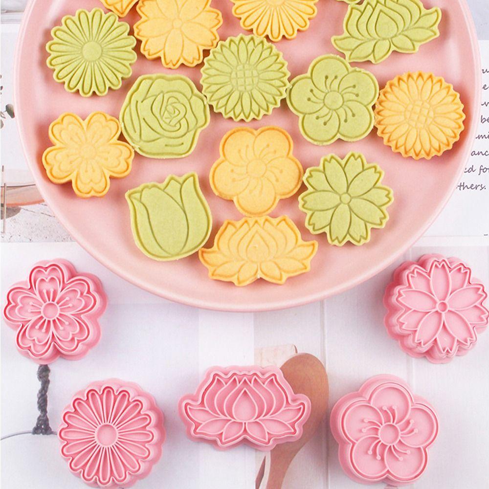 

8 шт./компл. 3D формочки для печенья в форме цветка, пластиковые инструменты для выпечки «сделай сам», для выпечки печенья с помадкой