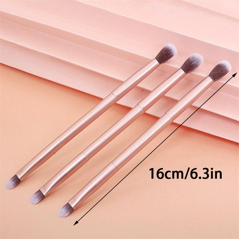 Double Head Professional Makeup Brushes All Aluminum Tube Eye Shadow Brush Nose Shadow Brush Highlight Brush Portable