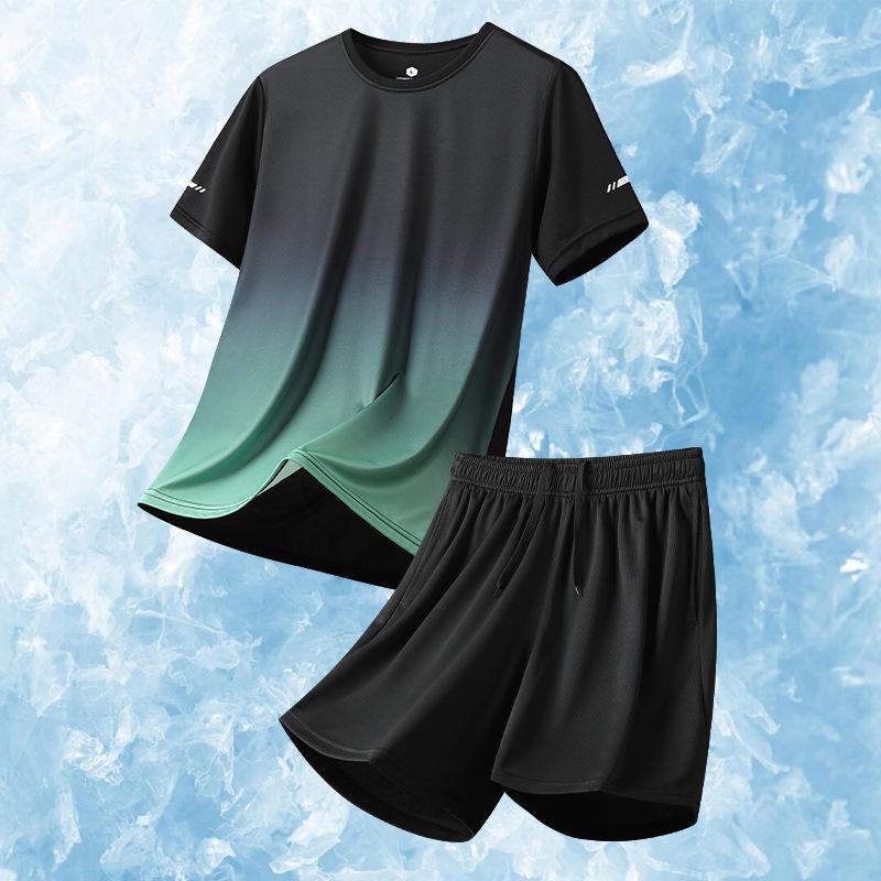 

Sports Ice Silk T-shirt, Sports Wear, Short Sleeve Set, Running Speed Dry T-shirt, Men s Set XXXXXL