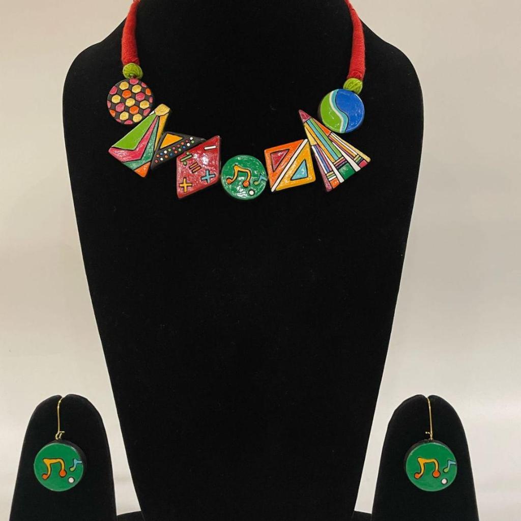 Colorful Clay Music Jewelry Set: Handmade Necklace
