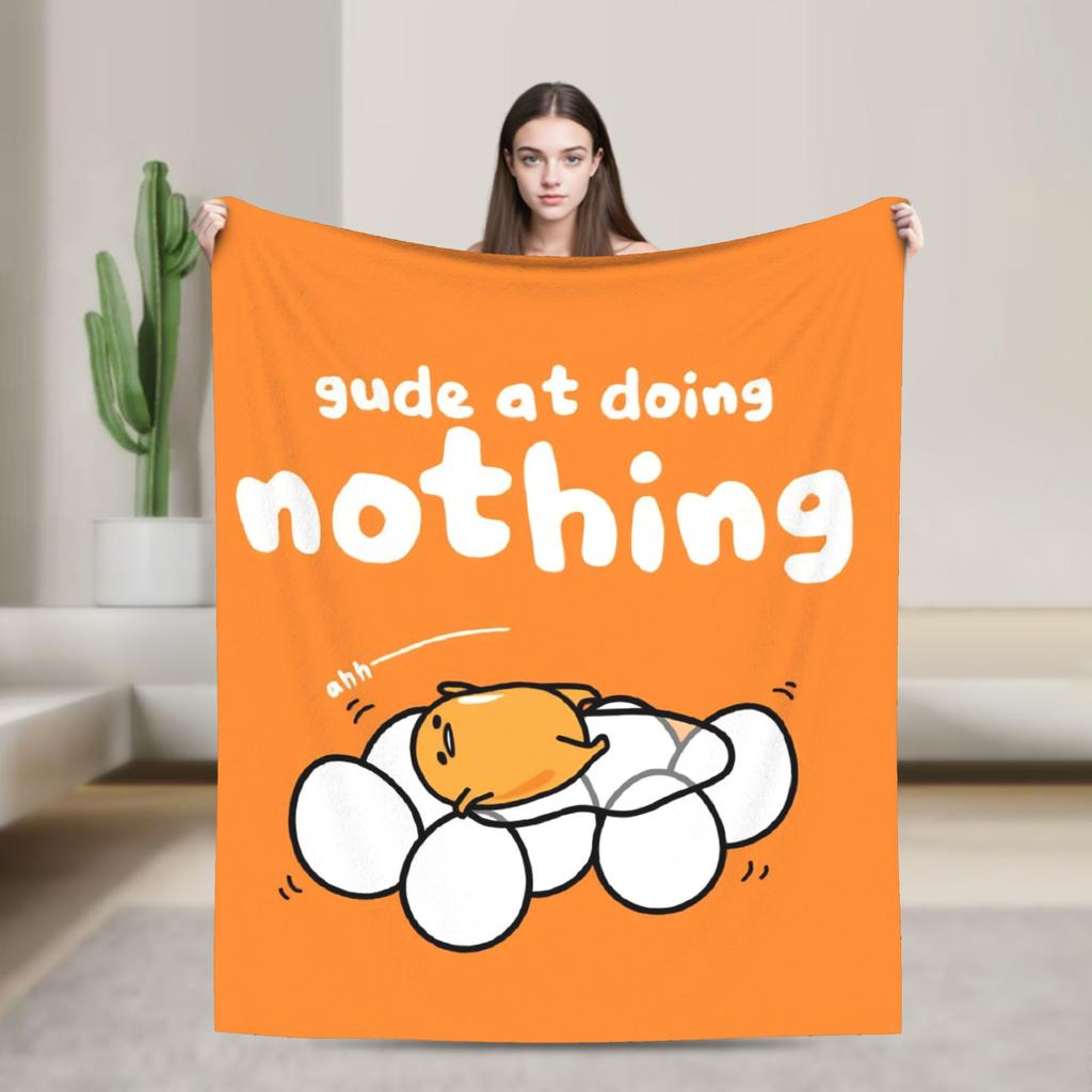Lazy Egg Gudetama Flannel Blankets Winter Super Warm Throw Blanket for Child Bedroom Funny Bedspread Sofa Bed Cover