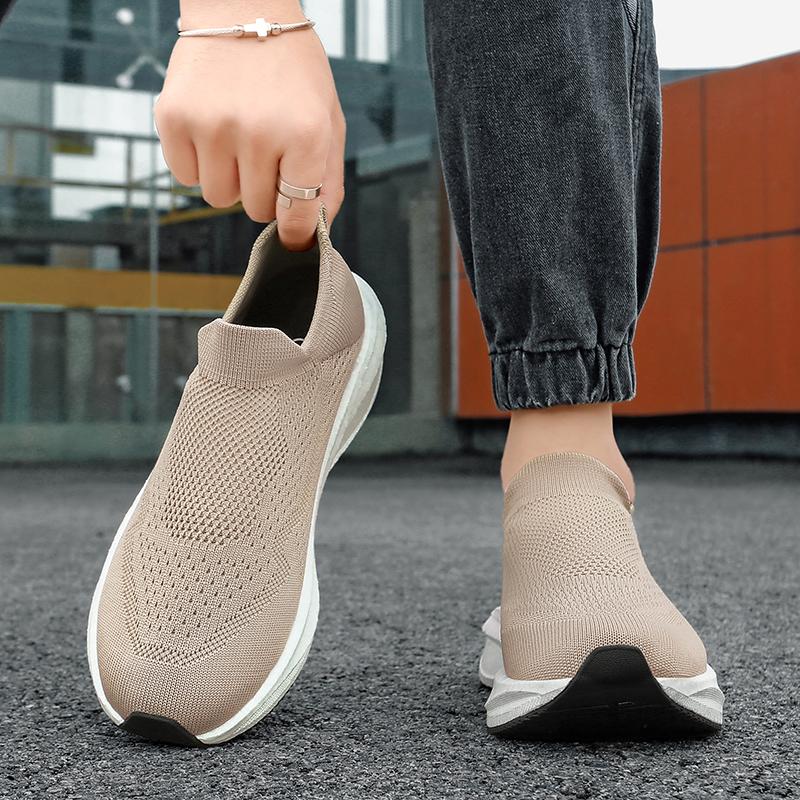 Unisex Ultra Light Flyknit Sock Walking Shoes Color Block Non Slip Sport Sneakers Sizes 36-45 for Walking Travel and Daily Wear