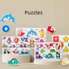 Montessori Toys Puzzle Wooden Hand Grab Board Early Educational Tangram Jigsaw Cartoon Animals Fruits 3D Puzzles