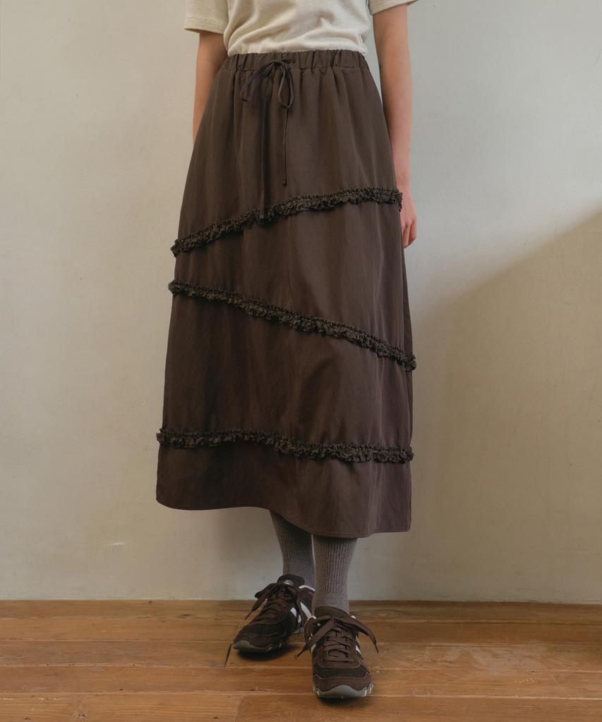 Aueonoseuteljia Whipcream Ruffle Skirt_Brown(O25-Sk13)