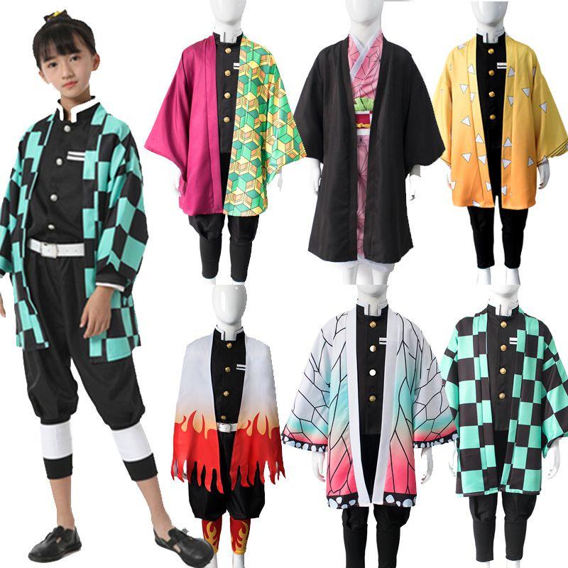 Slayer Demon Kimetsu No Yaiba Kamado Nezuko Kids Cosplay Costume Robes Kimono