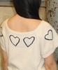 RONRON Heart Line Short Sleeve Knit Ivory