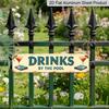 2D Flat, 1pc Vintage "Poolside Drinks" Metal Sign - Vintage Wall Decor for Bar, Kitchen, Patio, Pool House - 15.7×3.94inch, Easy To Hang, No