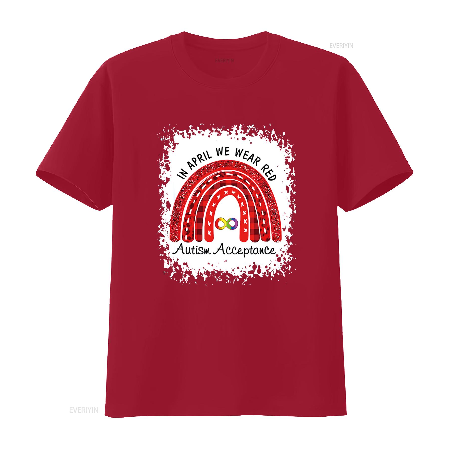 In April Wear Red Instead Autism Acceptance T Shirt vintage Washed fashion Versatile Comfortable Soft Slightly Unisex S