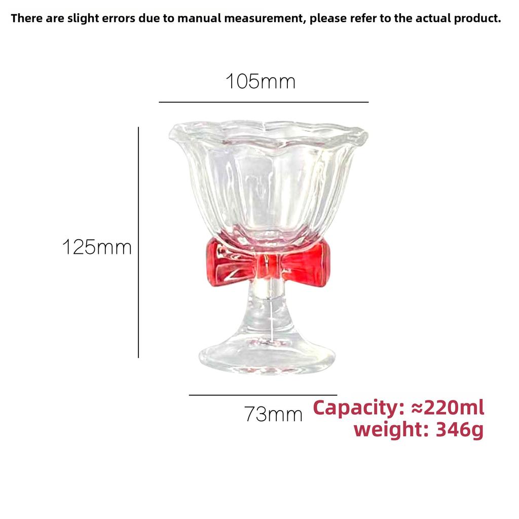 Bow Ice Cream Cup Elegant Butterfly Juice Milkshake Glass Cup