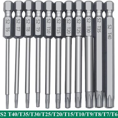 11 PCS Torx Security Bit Set S2 Steel Magnetic Screwdriver Kit with T6-T40 Star Bits for Secure Fastening and Repair